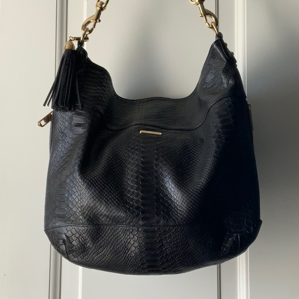 Rebecca Minkoff Large Black Leather Shoulder Bag - Picture 1 of 9